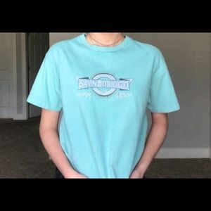 teal sand diego thrifted tee!